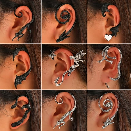 

Old Flying Dragon Ear Hanging Dark Sweet Cool Wind Bat Elf Holeless Ear Clip Single Ear Accessories For Women Couple Jewelry Valentine s Day Gift