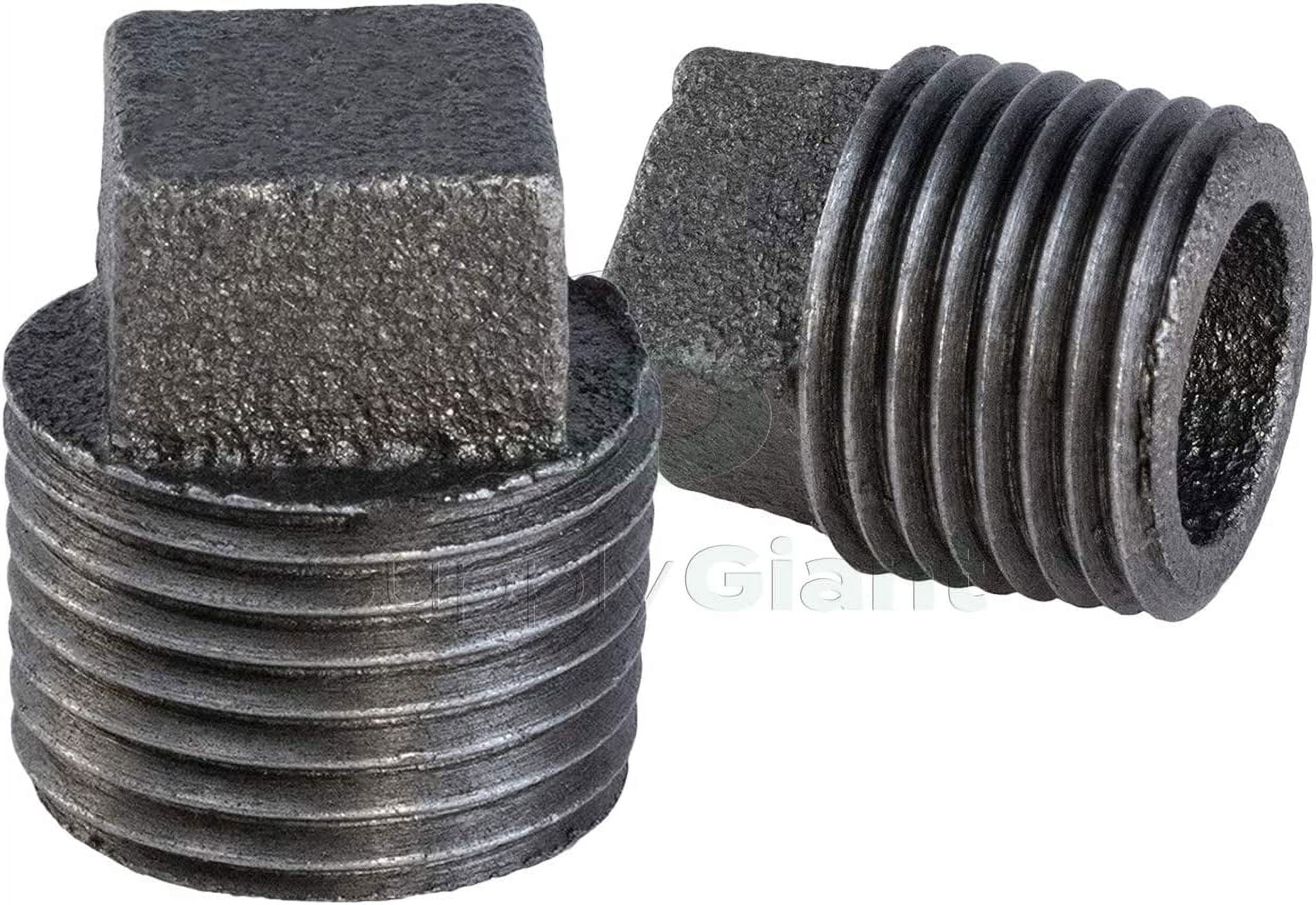 Supply Giant BMPL0120 Black Malleable Iron Plug with Square Head, 1/2"