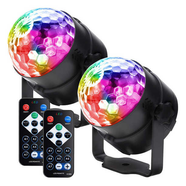2 Pack Party Disco Ball Lights DJ Magic Ball with Remote Sound