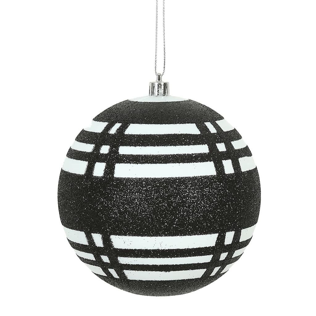 Vickerman 472347 3" Black / White Assorted Plaid Ball