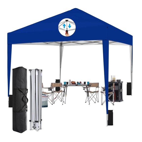 SANWAY 10x10 Pop Up Canopy Tent, One Button Setup, Instant Portable for Outdoor Events, Parties & Camping with Waterproof and UPF 50 , Blue