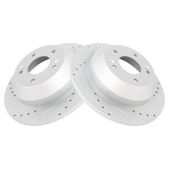 TRQ Rear Performance Brake Rotors Set Premium G-Coated Cross Drilled & Slotted Fits Select 2010-2018 Hyundai Santa Fe 2013-2018 Santa Fe Sport 2015-2020 Kia Sedona 2011-2020 Sorento