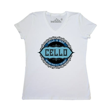 Cello Best Music Note Circle Women's V-Neck (Best Music T Shirt Websites)