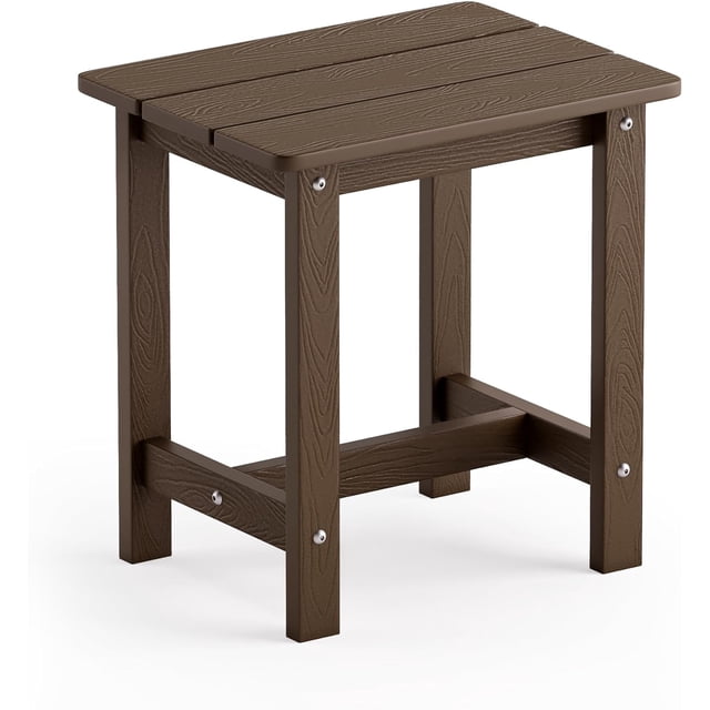 Table d'Appoint Extérieur, Petite Table Extérieure en HDPE, Petite Table Résistante aux Intempéries pour Patio, Terrasse, Véranda, Brun Foncé, Usage Intérieur/extérieur