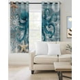 thumbnail image 2 of Blue Octopus Coastal Blackout Curtains for Bedroom Living Room Darkening Curtains 96 Inches Long Summer Beach Ocean Starfish Coral Window Curtain 2 Panels Set Window Treatment Grommet Drapes 52"x96", 2 of 9