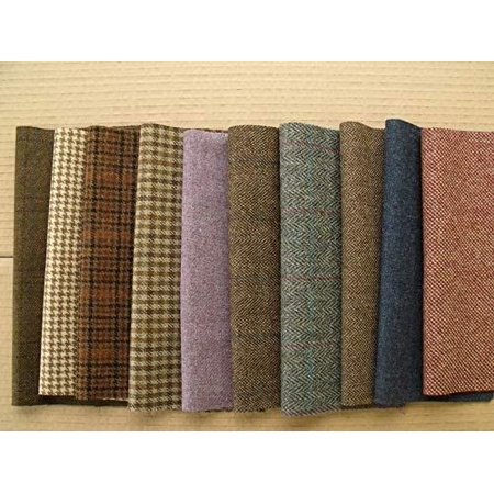British Tweed 100% Wool Remnants Offcuts Squares Crafts 10 Pieces 9x9 inch, Made in Great Britain…