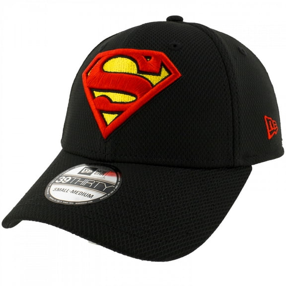 Superman Classic Logo Black Colorway New Era 39Thirty Fitted Hat-Small/Medium