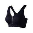 thumbnail image 3 of Comfortable Bras for Older Women Zipper Gathers No Underwire Running Bralettes Underwear Sports Bra V-Neck Back-Smoothing Bra Feature Hook and Eye Closure Sport Bra Style Y-191 , Black M, 3 of 3