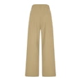 thumbnail image 4 of Dress Work Pants Womens Pleated Straight Leg Casual Trouser with Pockets Solid Office Business Casual Outfits (2XL, Khaki), 4 of 8