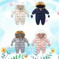 thumbnail image 3 of Liacowi Toddler Baby Girls Boys Zipper Down Jumpsuits with Gloves, Winter Snowsuit Coat Romper Jumpsuit Outfits, 3 of 8