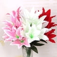 thumbnail image 3 of Artificial Lily 10 Heads Fake Lily Artificial Flower Wedding Party Decor Bouquet Home Hotel Office Garden Craft Art Decor, Red, 3 of 4