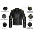 thumbnail image 2 of NomiLeather black leather jacket | mens leather jacket and genuine leather jacket men (Black With Green Strip ) XXX-Large, 2 of 7