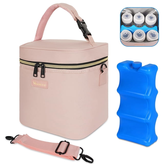 Nevera Mancro para leche materna con capacidad para 6 biberones de hasta 270 ml, color rosa