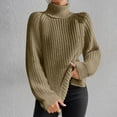 thumbnail image 2 of Alkepwun Womens Fall Sweaters Solid Color Lantern Sleeve Turtleneck Long Length Knit Sweater Casual Comfortable Side Slit Loose Fit Warm Sweater Soft Everyday Plus Size Classic Pullover Top, 2 of 7