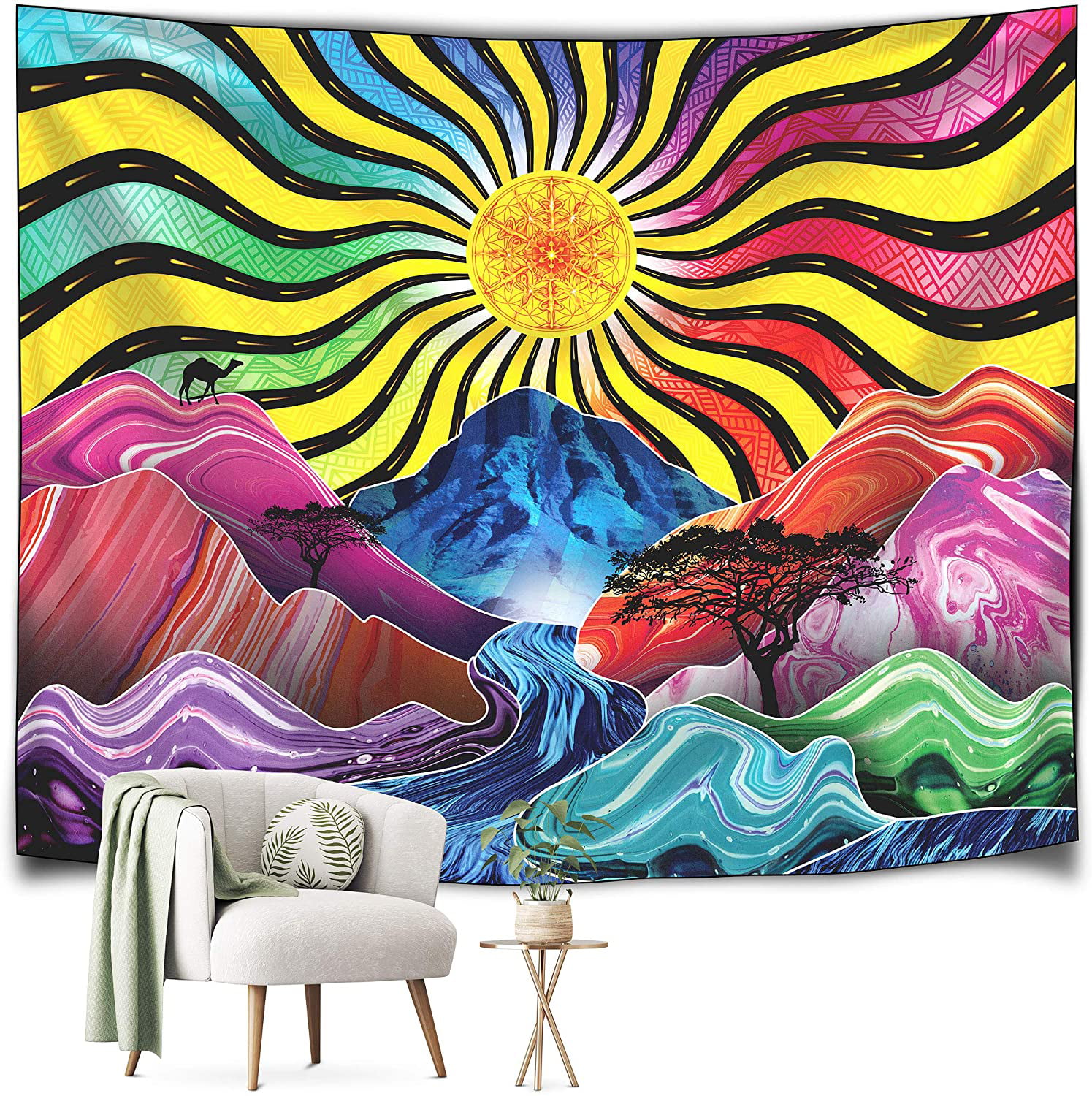 Psychedelic Hippie Window Tapestry Home Wall Hanging Scenery Tapestry Art Decor 
