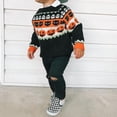 thumbnail image 2 of Toddler Baby Boy Girl Halloween Outfit Knit Chunky Pumpkin Sweaters Crew Neck Pullover Sweatshirt Tops Fall Winter Clothes, 2 of 7