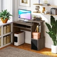 thumbnail image 2 of Modern Grey Computer Desk With Sliding Keyboard Tray And Storage Drawer - Stylish Home Office Workstation With Shelves For Efficient Organization, 2 of 4