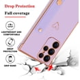 thumbnail image 2 of Compatible with Samsung Galaxy S22 Ultra 6.8" 2022 Case Thin for Women Girls,Soft TPU Plating Bumper Wristband Holder Case Slim Anti-Scratch Shockproof Love Heart Cute Case(Elegant Purple), 2 of 16