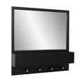 thumbnail image 3 of Tyler Dillon Matte Black Wall Mirror with Storage Shelf & Garment Hooks - 24"H x 24"W, 3 of 11