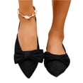 thumbnail image 2 of longantii Women's Bow Pointed Toe Slingback Flats Comfortable Satin Slip On Pumps Office Work Wedding Party Dressy Flats Black, 2 of 7