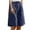 Navy, variant on RYRJJ Cotton Linen Bermuda Shorts for Women Summer Casual Knee Lenght Shorts Button Elastic Waist Wide Leg Short with Pockets(Dark Gray,M)