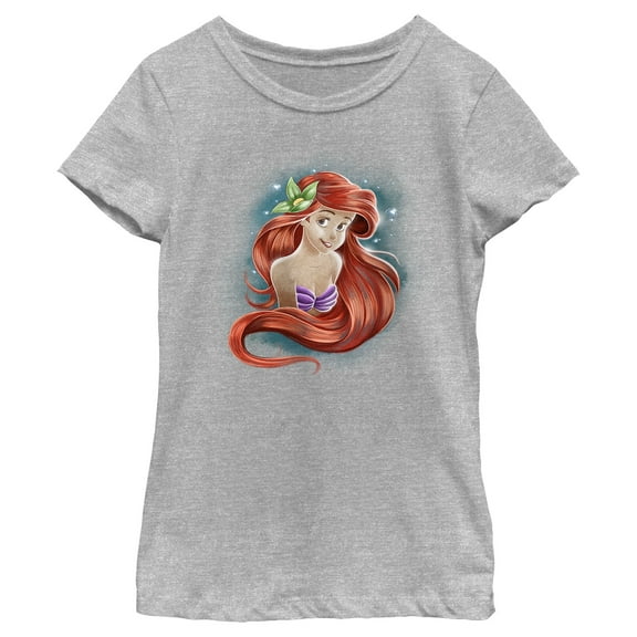 Girl's The Little Mermaid Ariel Portrait Graphic Tee Athletic Heather X Small