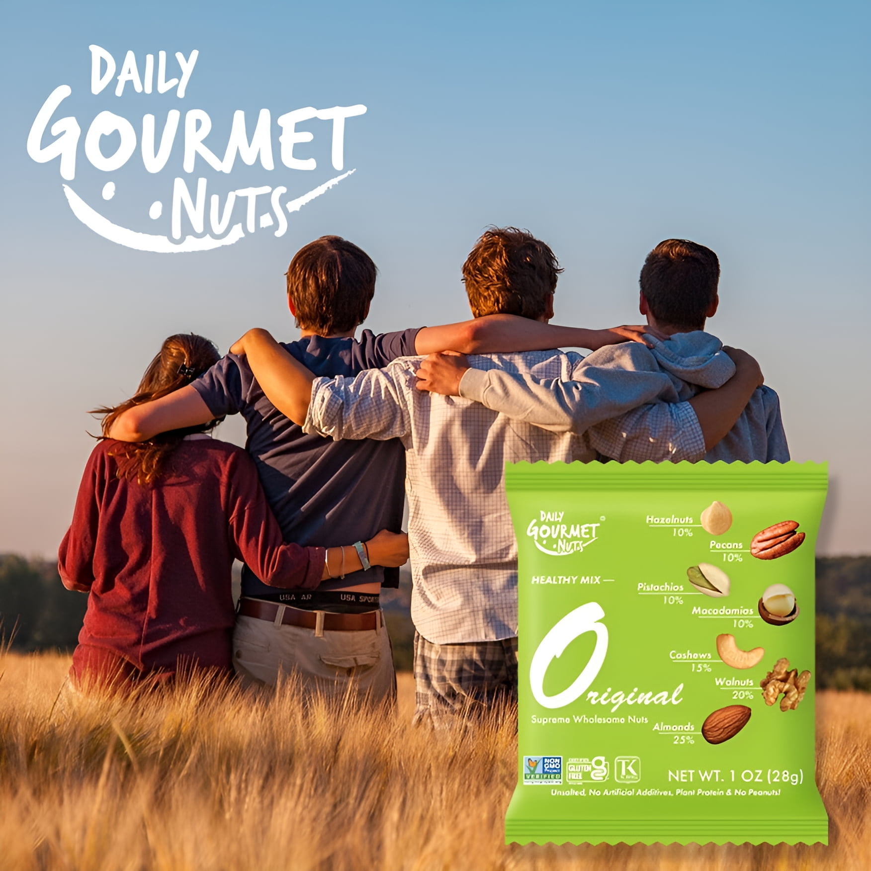 Daily Gourmet Nuts - Original Mixed Nuts | 24 Packs | Unsalted Mixed Nuts Snack Packs | Individually Wrapped Snacks | Nut Snacks | No Peanuts | Deluxe Assorted Snack