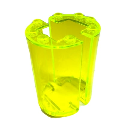 Trans Neon Green Brick Building Sets Original Lego Parts: Lego Cylinder Half 2 x 4 x 5 with 1 x 2 Cutout #85941 (Pack of 2pcs) (Trans. Neon Green) ()