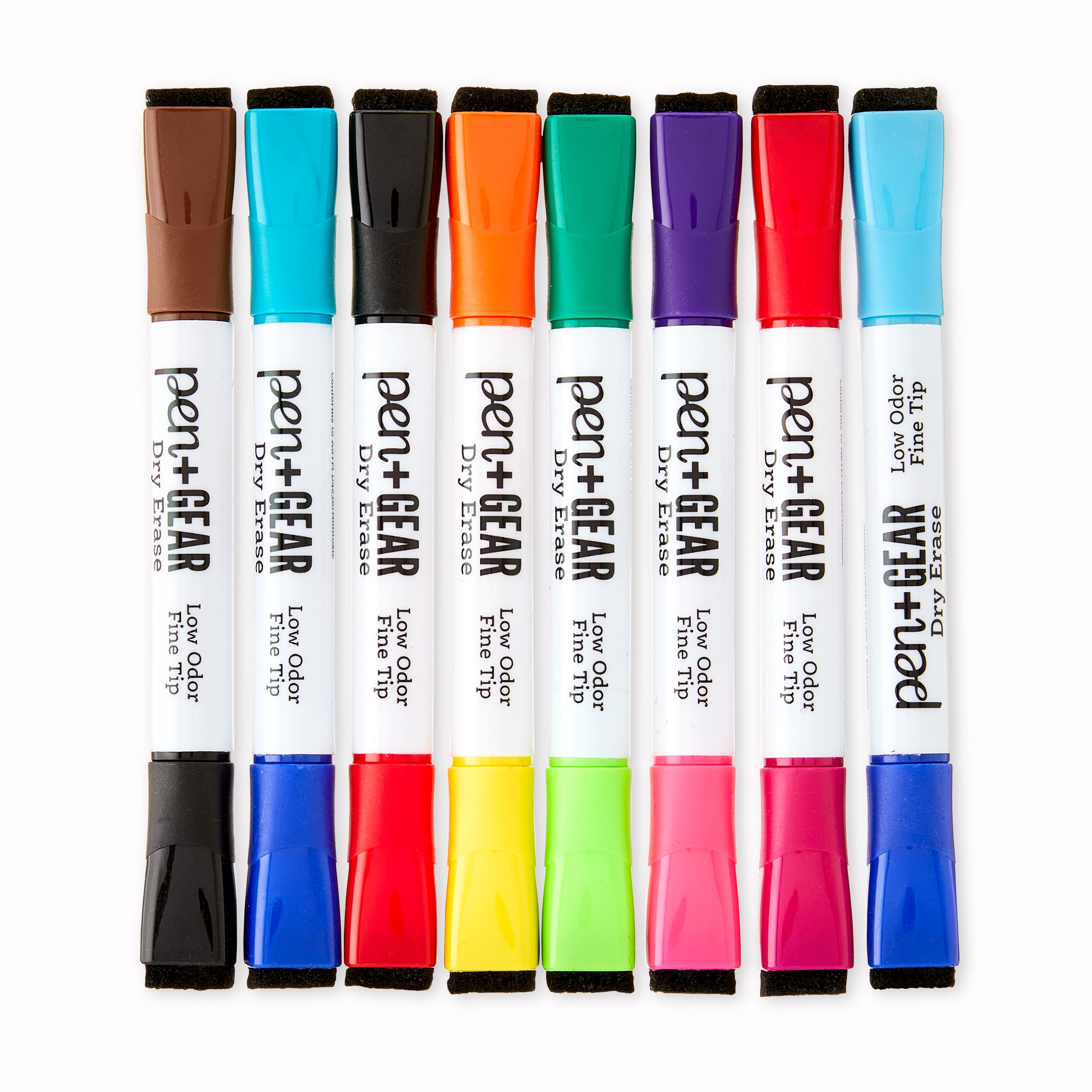 Pen+Gear 2-in-1 Magnetic Dry Erase Markers, Assorted Colors, Dual Tip, 8  Count 