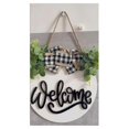 thumbnail image 5 of Door Welcome Sign Farmhouse Door Front Door Decoration Rural Green Plants Round Wooden Hanging Sign, 5 of 5