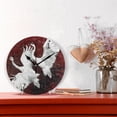 thumbnail image 2 of White Crane on Deep Red Background Round Wall Clock Silent Battery Operated Home Decor for Living Room Bedroom, 2 of 7