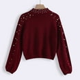 thumbnail image 3 of Vedolay Fall Sweaters for Women 2023 Womens 2023 Long Sleeve Neck Oversized Pullover Sweater Knit Tops,Red One Size, 3 of 5