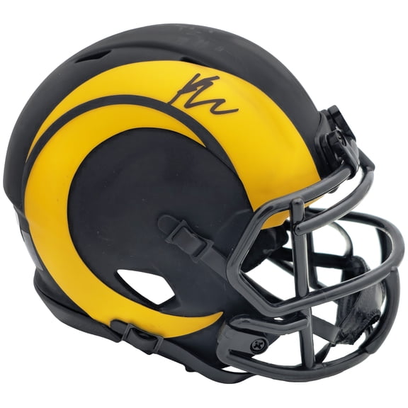 Kyren Williams Autographed Los Angeles Rams Eclipse Black Speed Mini Helmet Beckett BAS Witness 224758