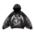 thumbnail image 4 of Y2K Hoodies for Men Vintage Graphic Pullover Long Sleeve Hooded Sweatshirt Streetwear Loose Black XL, 4 of 4