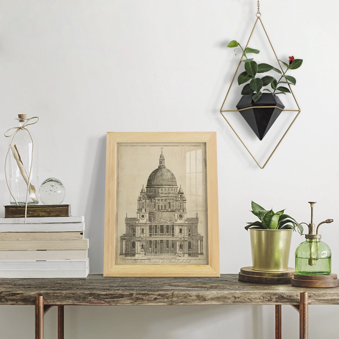 St. Paul's Cathedral -Framed Print w/glass-Natural Wood