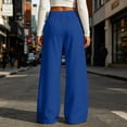 thumbnail image 6 of Inverlee Women's Drawstring Elastic High Waist Mini Side Cargo Pocket Wide Leg Sweatpants Oversized Baggy Casual Pants Blue (S-XXXL), 6 of 8