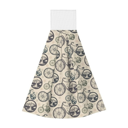 

Lukts Compass And Mountains In Bicycle Wheels for Coral Fleece Velcro Towel Suitable for Bathroom Kitchen Hanging Absorbent Towel Household Items