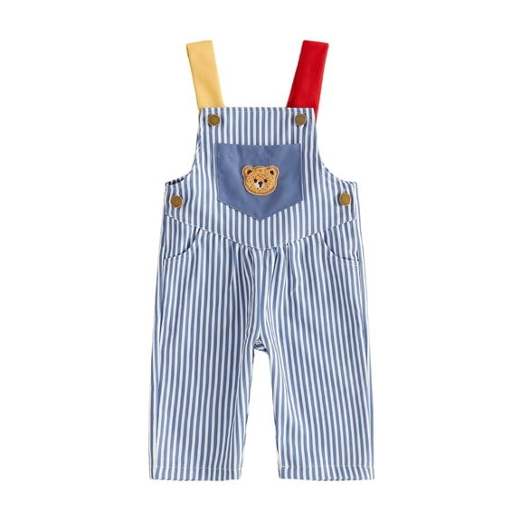 RUINIXCW Toddler Baby Boy Striped Jumpsuits Embroidery Sleeveless Overall Pants