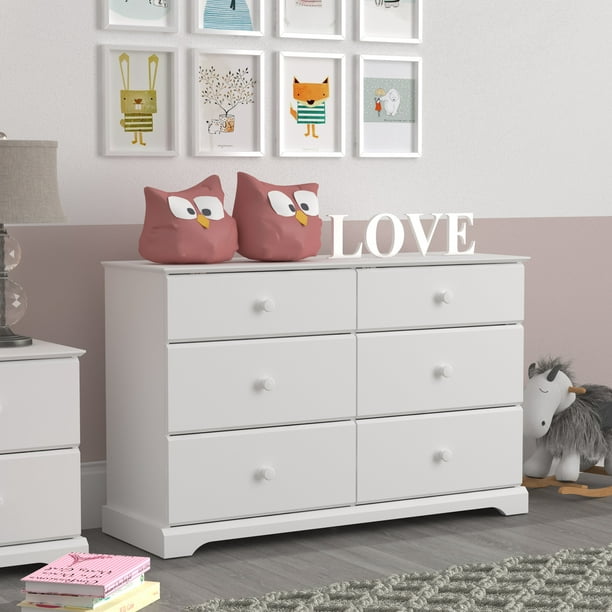 Campbell Wood 6 Drawer Kids Dresser, Big White Dressers For Bedroom