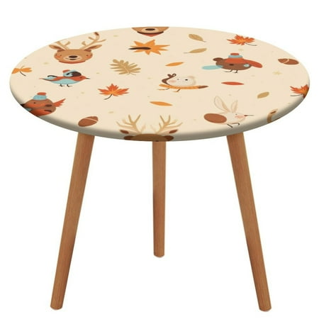 

Cute Autumn Animals Pattern Tablecloth Round Elastic Fitted Waterproof Table Cover Cloth for Dining Room Indoor Outdoor Decor M-45 -50