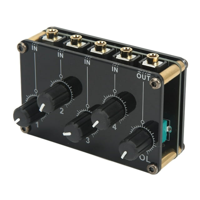 Mezclador de audio estéreo, mezclador de audio Mini consola de placa de sonido de 4 entradas Mini mezclador de sonido Rendimiento finamente sintonizado
