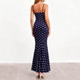 thumbnail image 7 of VEKDONE Women Bodycon Maxi Dress Elegant Polka Dot Spaghetti Strap Cowl Neck Long Dresses Wedding Party Dress Navy S, 7 of 7