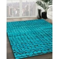thumbnail image 3 of Ahgly Company Machine Washable Indoor Round Abstract Aqua or Cyan Blue Area Rugs, 8' Round, 3 of 7