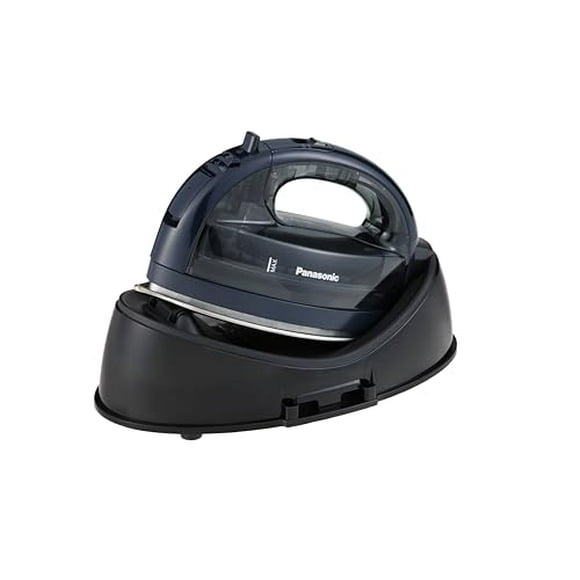 Plancha de vapor/seca inalámbrica Panasonic NI-WL700A, placa ancha de acero inoxidable de 1500 W, color negro/azul oscuro