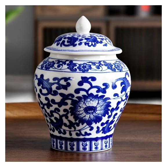 ACDANC 2026 New Ceramic Ginger Jar Asian Ginger Jar Vintage Style Decorative Chinese Vase Porcelain Jars for Living Room Office Table Decoration Weddings Blue Flower Ceramic Vase