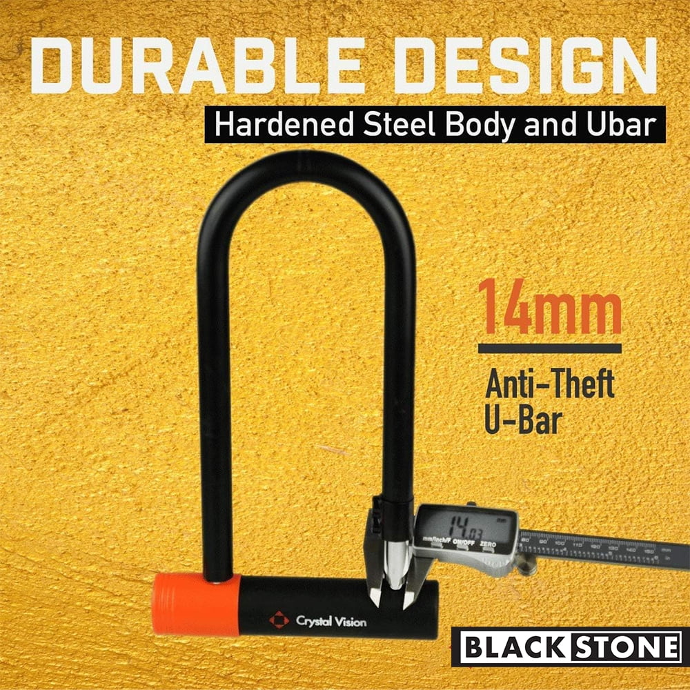 Blackstone Bike Lock with 130 dB alarm 14 mm Heavy Duty shackle and 52 inches 12 mm security cable