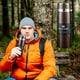 thumbnail image 1 of Insulated cup, 800mL stainless steel, portable rope, vehicle mounted, large capacity, outdoor use, durable metal, foldable design, for camping, for road trips, for travel, lightweight, heat, 1 of 9