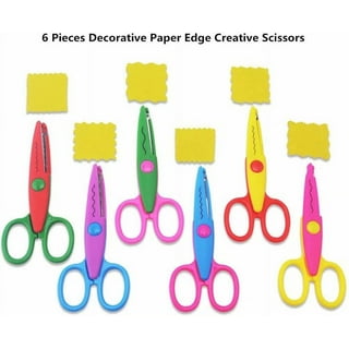 Artrylin Assorted Colors Crafting Paper DIY Craft Scrapbooking Supplies Scissors  Decorative Edge Scissors for Teachers Kids Toddler Safety 6 Patterns 6 Pack  
