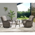 thumbnail image 4 of Pocassy  3-Piece Outdoor Swivel Bistro Set, Wicker Rocking Chairs Grey/Grey, 4 of 5