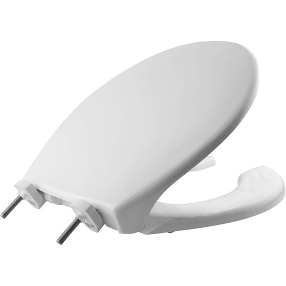 BEMIS 7750TDG-000 Toilet Seat, With Cover, Plastic, Round, White